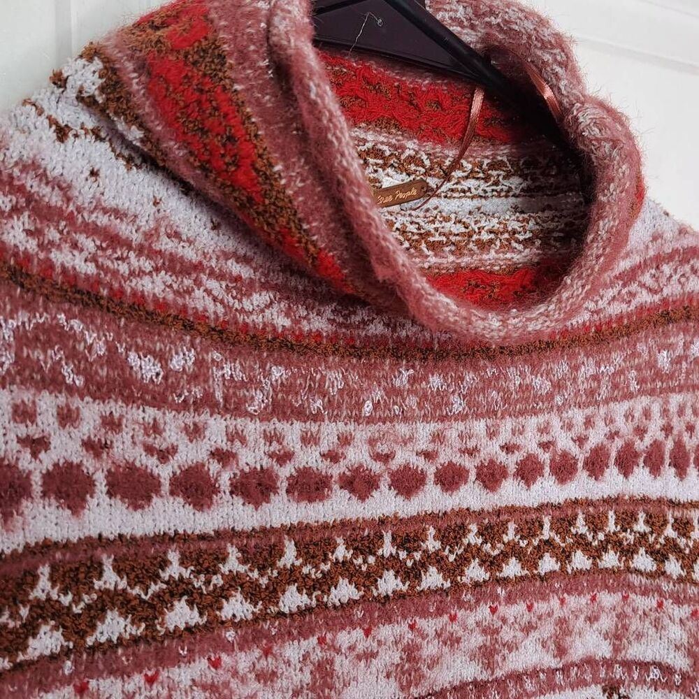 Free People Maroon & Pink Striped Cropped Cowl Sweater - Picture 5 of 8